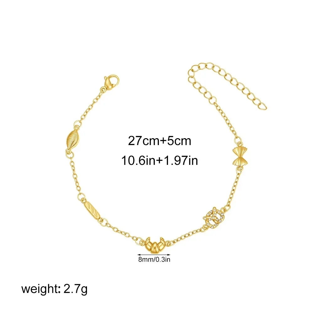 Bracelets en acier inoxydable pour femmes, zircone cubique en forme de cœur, couleur or, chaîne à maillons avec nœud papillon, bijoux de déclaration, cadeaux de fête