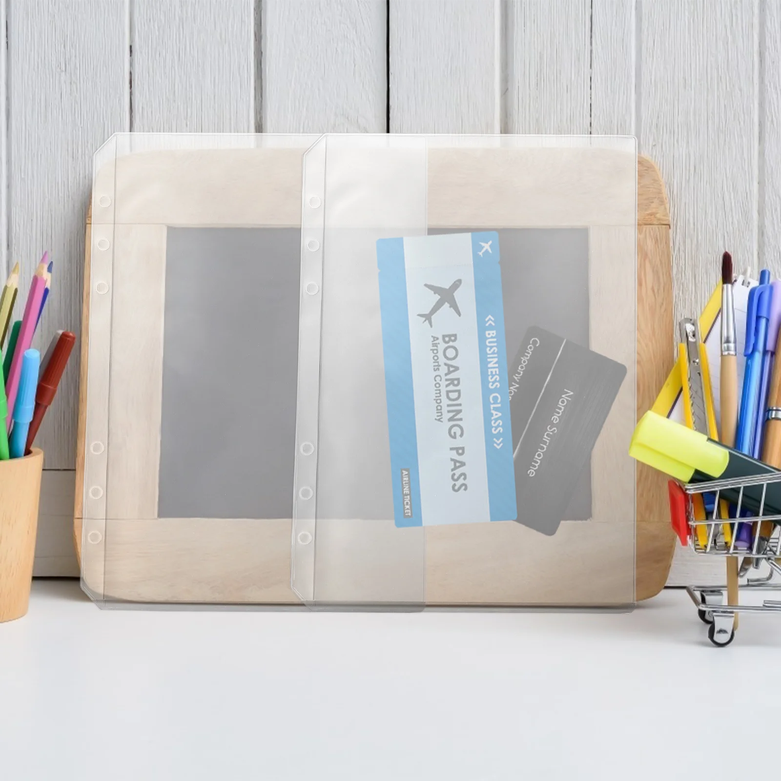 

6pcs A5 Insert Pockets For Business Cards Name Cards Notes Receipts Storage Portable Lightweight Bill Ticket Organizer