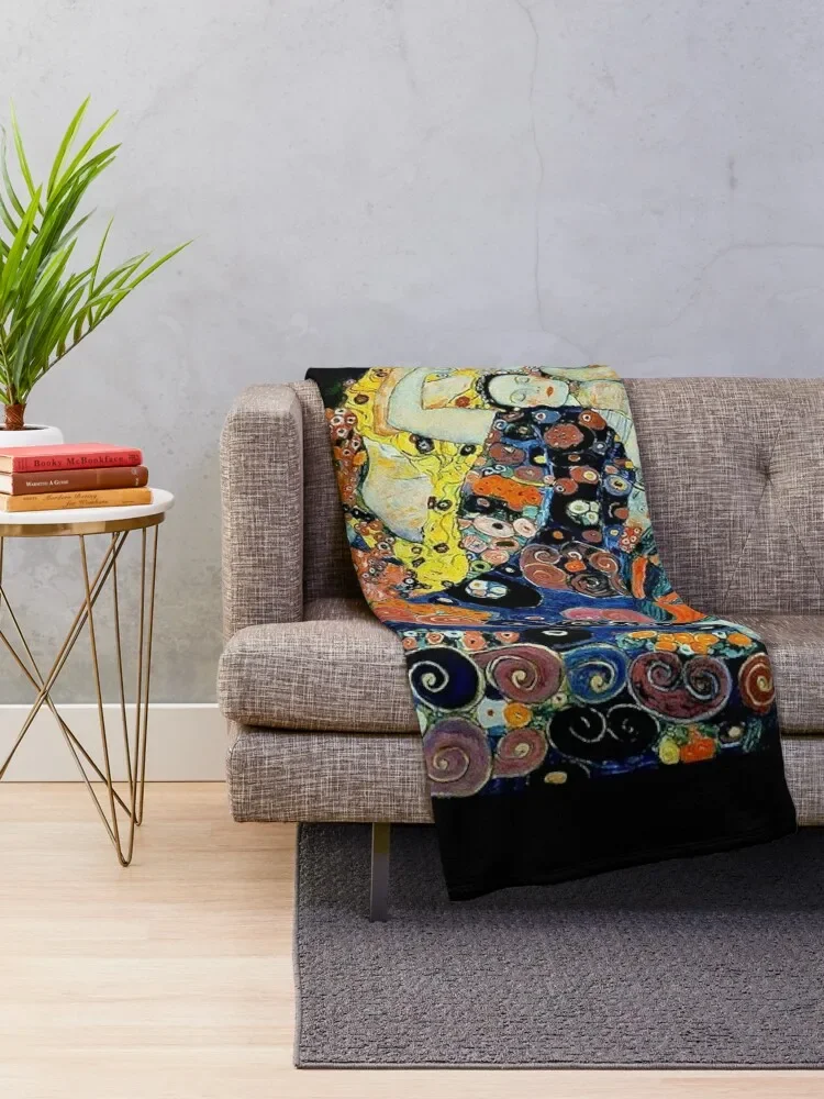 MAIDENS : Vintage Gustav Klimt Oil Painting Print Throw Blanket anime Fluffys Large Nap Blankets