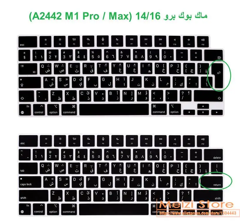 Arabic letter  for MacBook Pro 14 inch Case 2021 2022 Release A2442 M1 Pro / M1 Max A 2442 silicone Cover Keyboard Cover Skin