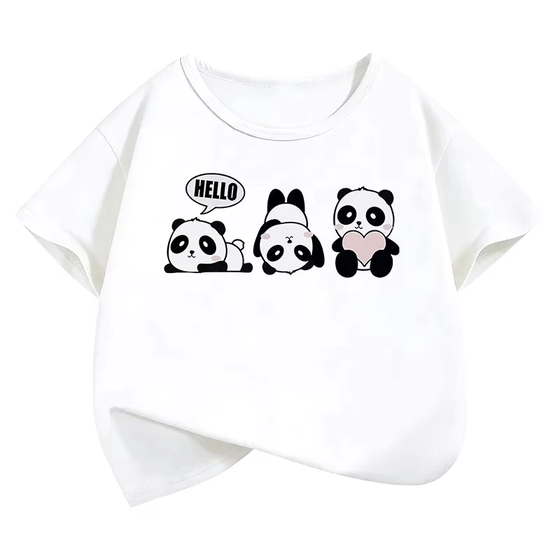 Short Sleeved Panda Fun T-shirt Animal Children's T-shirt Spring/Summer Fashion Casual Top Y2K Style Parent Child T-shirt