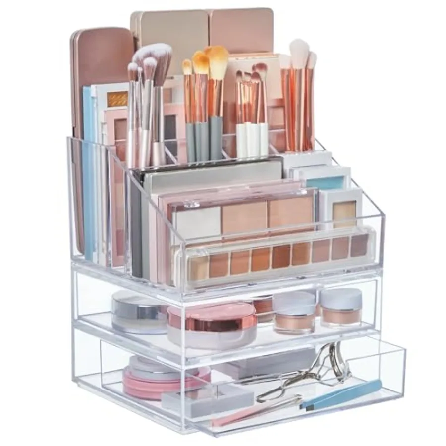 

Chloe Stackable Makeup Holder, Clear, BPA-Free Plastic, Made in USA, Organize Brushes, Cosmetics and Beauty Essentials