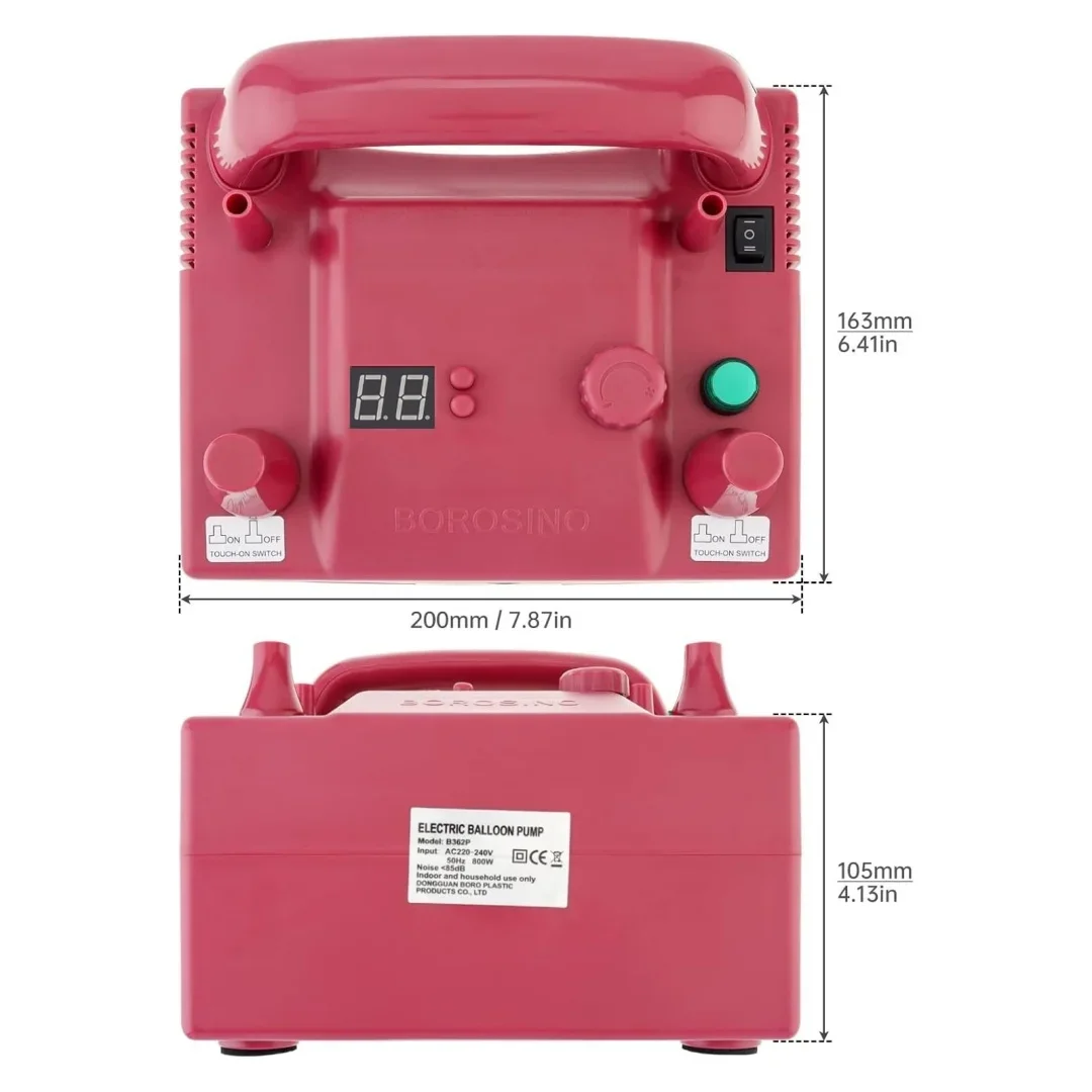 5In Portable Electric Balloon Blower Pump 800W Balloon Pump Inflation Machine Square Air Inflator with Speed Time Controller
