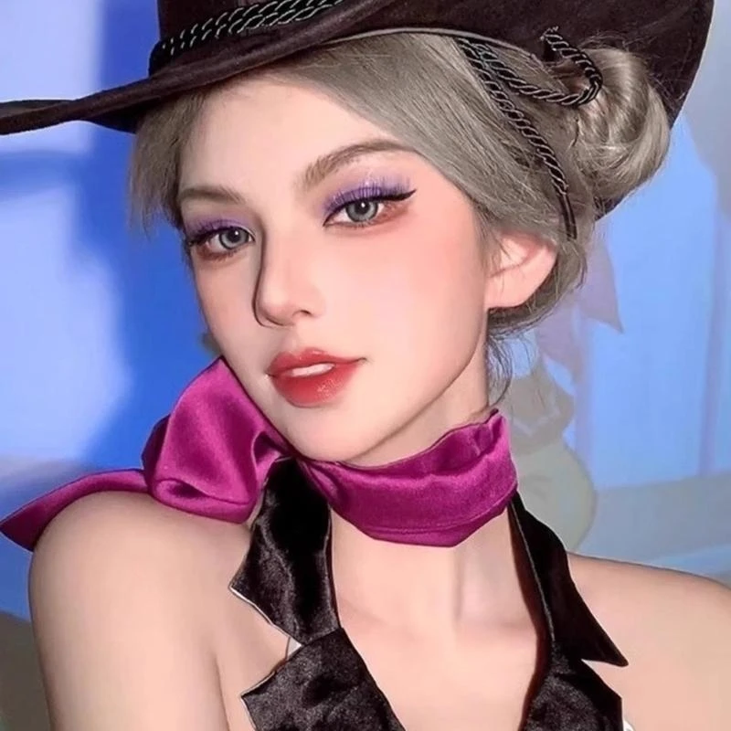 Big Bowknot Choker Collar Pałą na szyję regulację animes cosplays Costiums Lolitas Bowtie Neck Accessorise dla kobiet dziewcząt