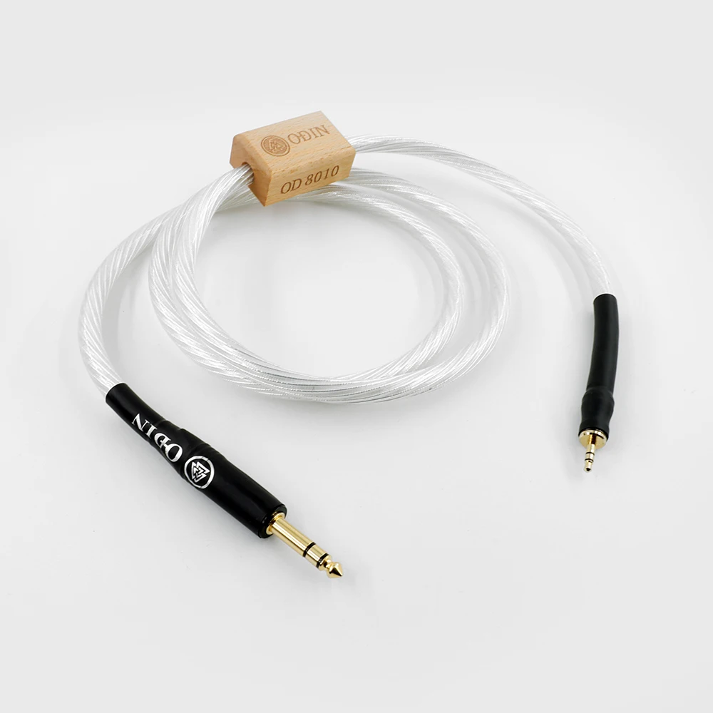 Odin Hifi 3.5Mm Tot 6.5Mm Audiokabel Oc Puur Zilveren Kern 3.5 Mannelijke Jack Naar 6.5 Mannelijke Jack Aux Kabel Voor Mixer Versterker Speaker