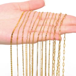 1Pcs 2M Stainless Steel Gold Color Cross O Chain Necklace For Women Men DIY Jewelry Thin Bracelet Necklace Accessories