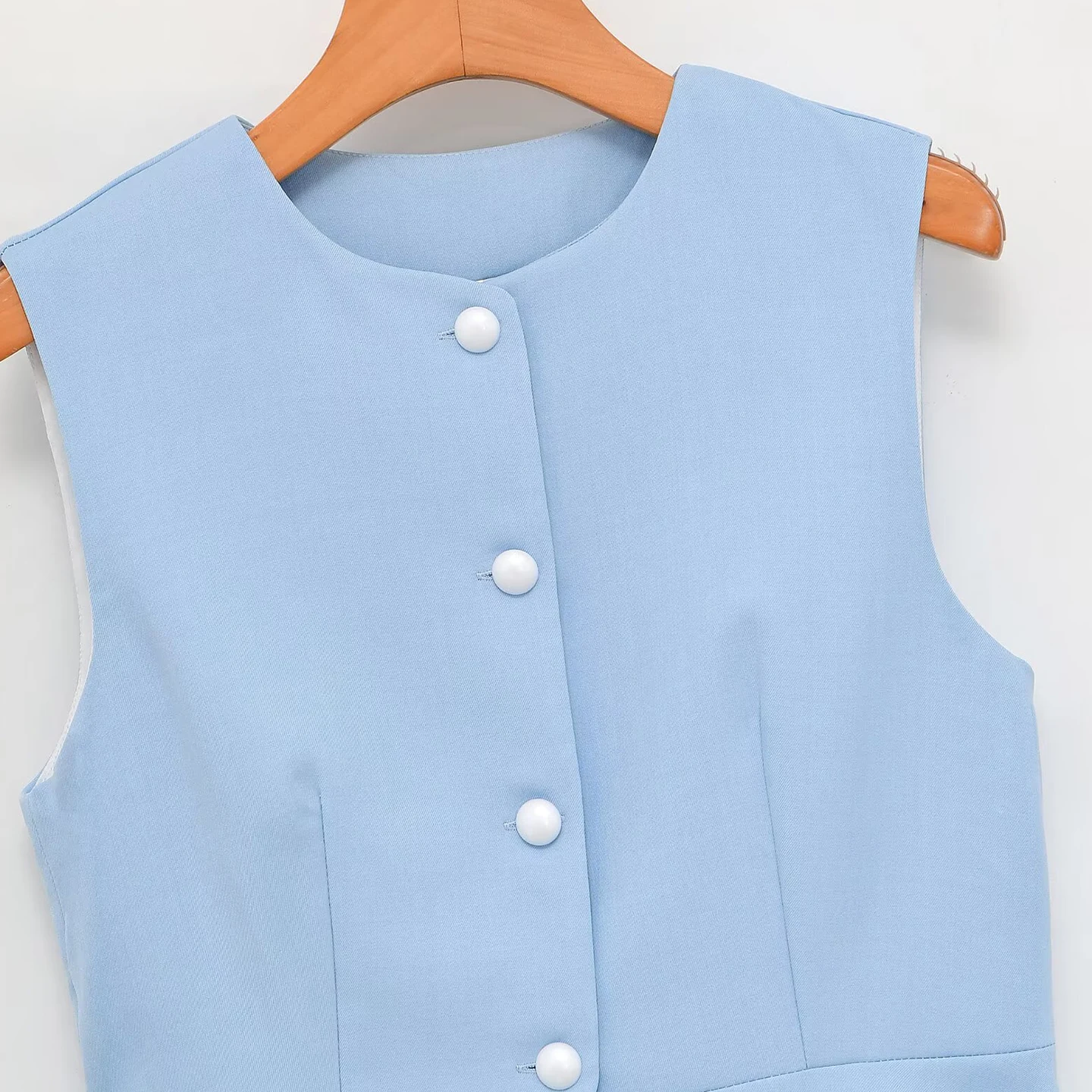 Fashionable round Neck Button up Split Hem Sleeveless Vest Top Women's Clothing 2026 New Autumn Personality Style Zadata