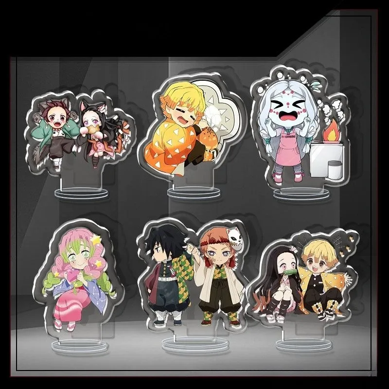 Demon Slayer Acrylic Stand Figure Kochou Shinobu Hashibira Inosuke Anime Peripheral Cute Cartoon Q Version Desktop Ornament view 3