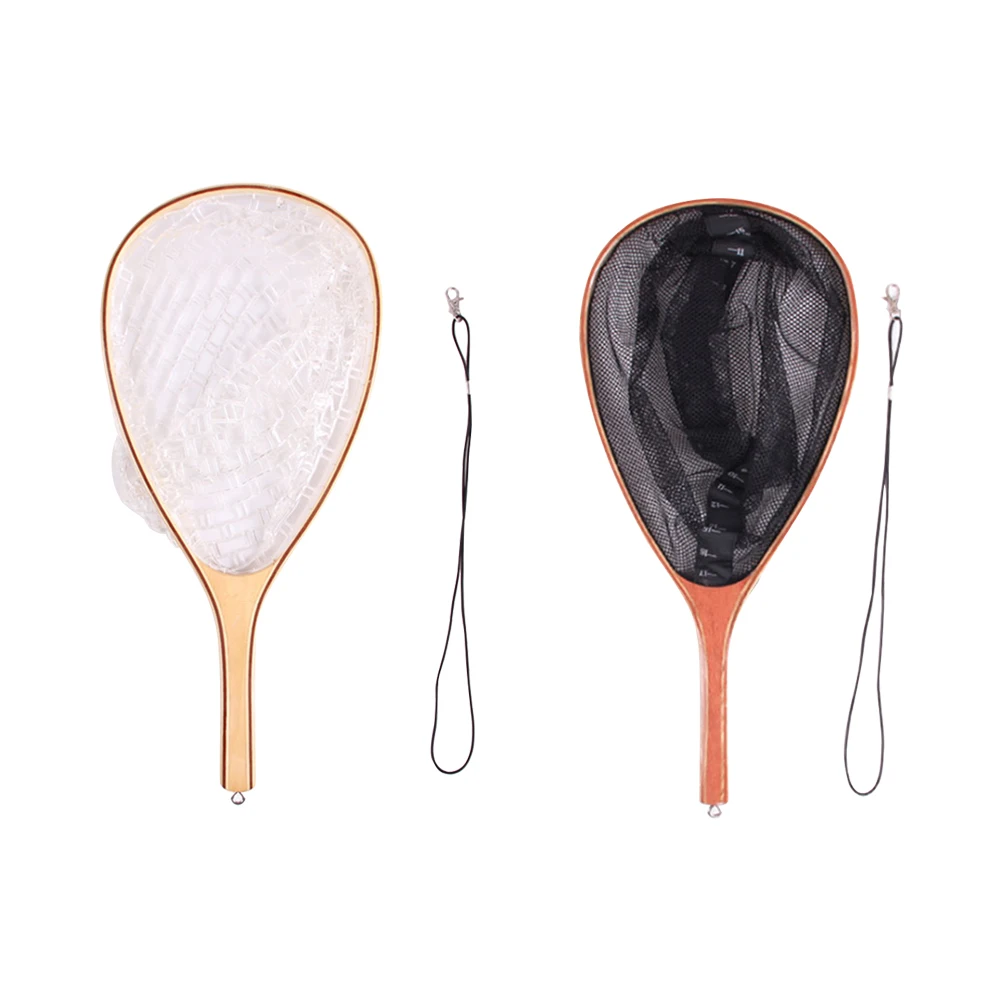 

Fishing Net Fish Landing Net with Anti-Slip Wooden Pole Handle Trout Catch And Release Net For Kids Grown-ups Men Women