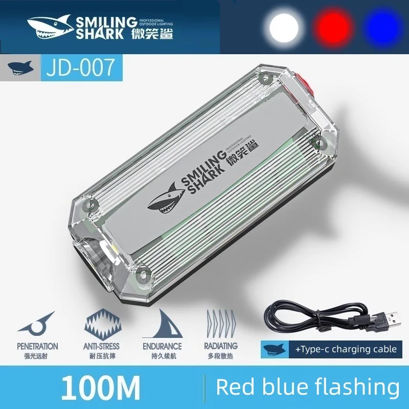 Spie lampeggianti rosse e blu con ricarica USB sulle spalle