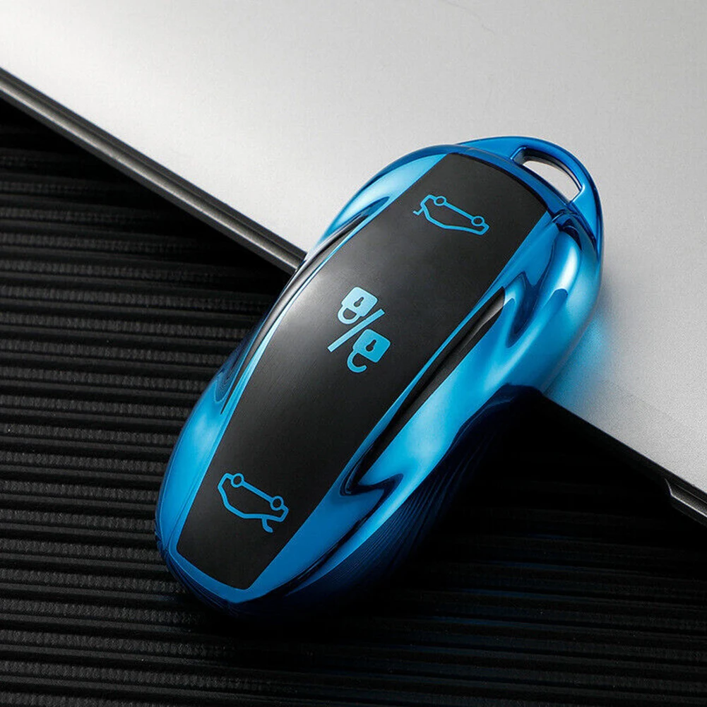 Soft For TPU Car Remote Key Case Full Cover Holder Shell for Model X with Electroplated Texture and Perfect Fit