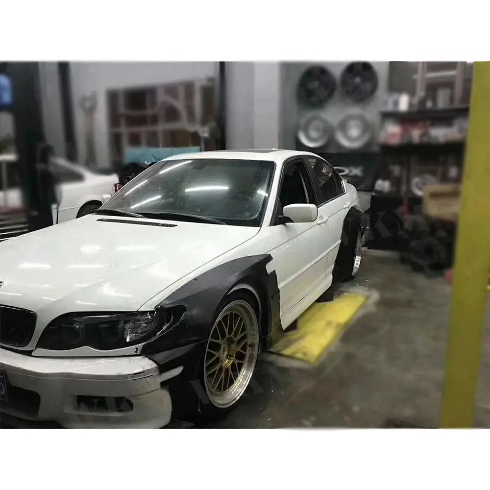 Auto Kit Corpo Ampio Per BMW E46 FRP Fibra di Vetro Bodykit Copertura Labbro Anteriore Parafango Posteriore Tronco Spoiler Razzo Bunny Parti Car