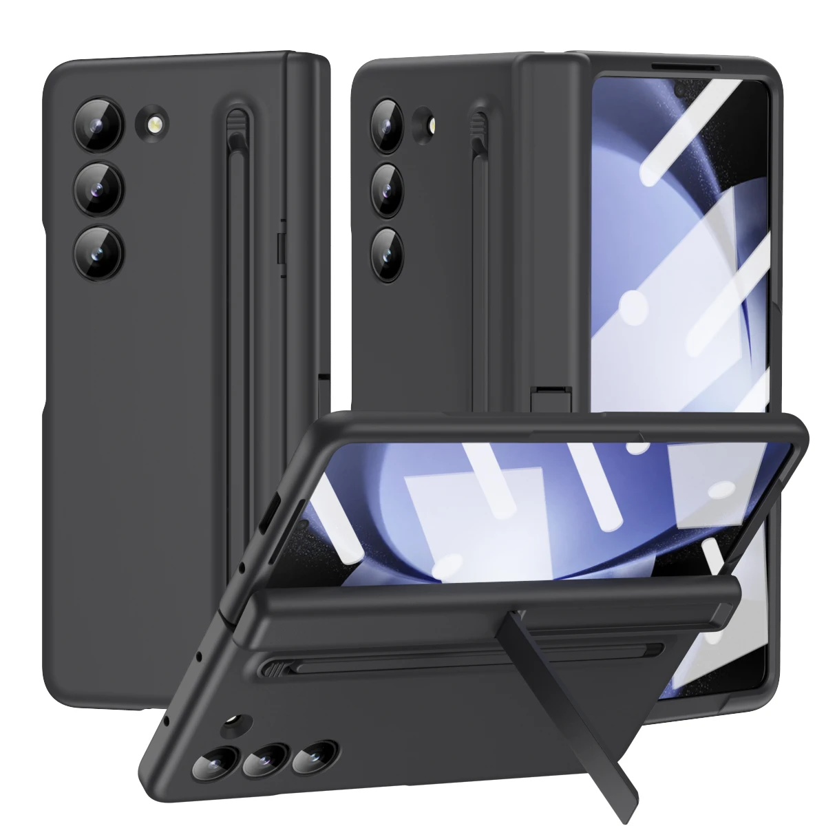 Leather Case For Samsung Galaxy Z Fold 7 4 3 2 5 6 TriFold Phone Shell Hinge Screen Tempered Film Shockproof Cover