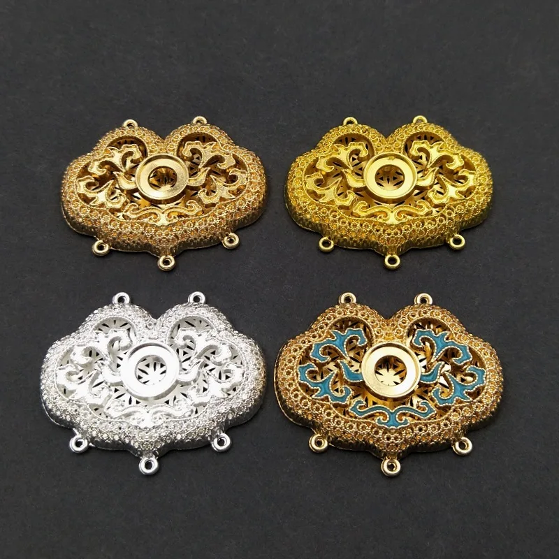 Ancient Longevity Lock Connector for Necklace Making Accessories 10pcs Gold Plated Metal Jewelry Embellishments Decoration