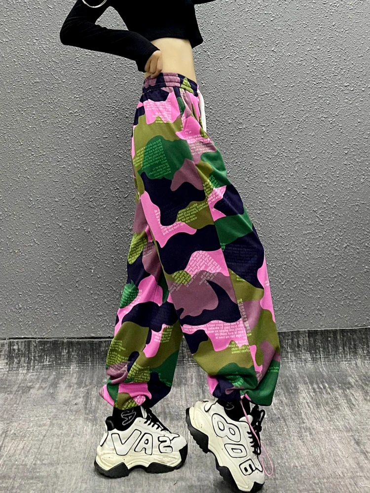 2025 Spring and Autumn Women's Stylish Camouflage Sports Casual Pants High Waist Loose Slimming Versatile Straight Sweatpants
