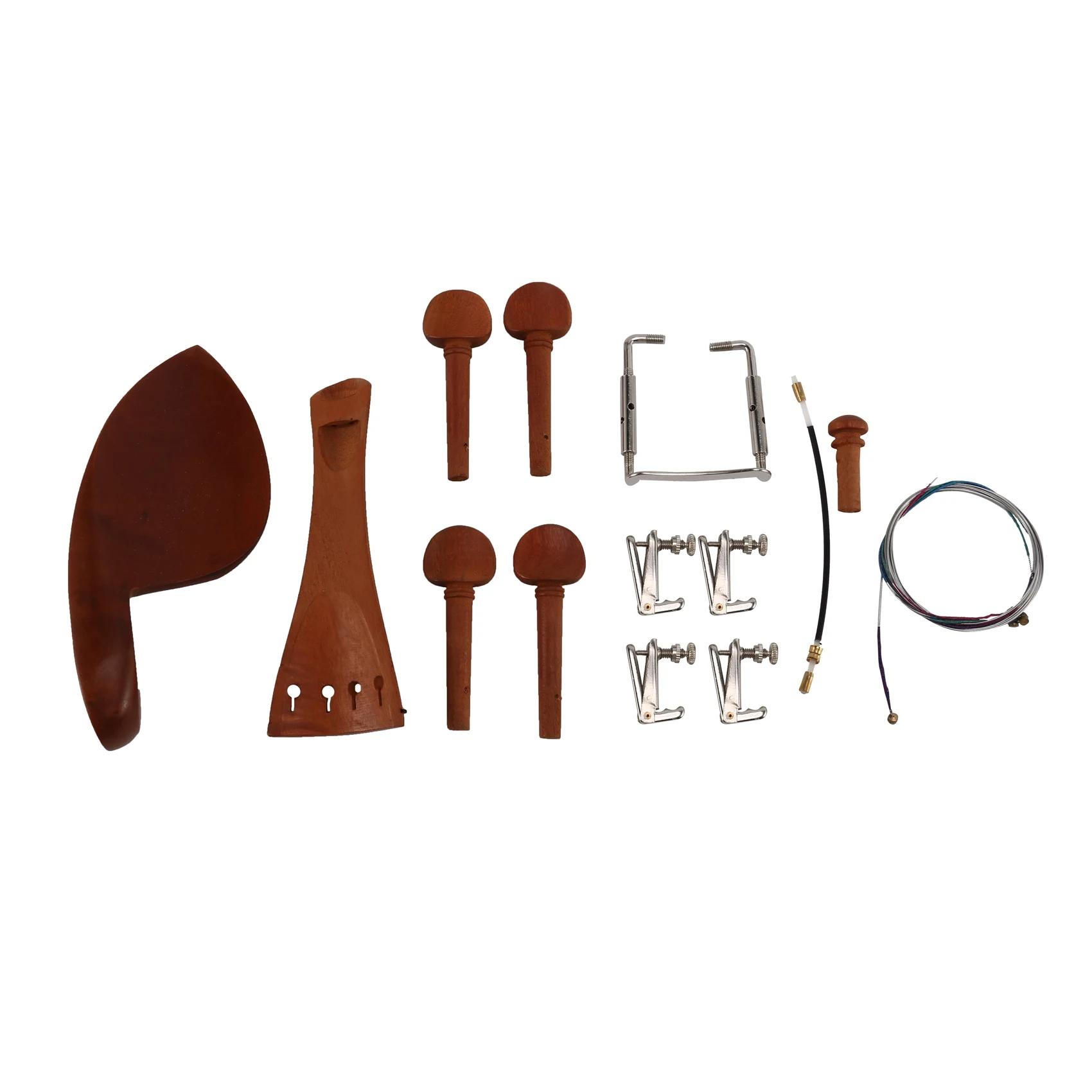 4/4 Violin Parts Accessories Chin Rest Tailpiece Fine Tuner Tuning Peg Tailgut Endpin Strings