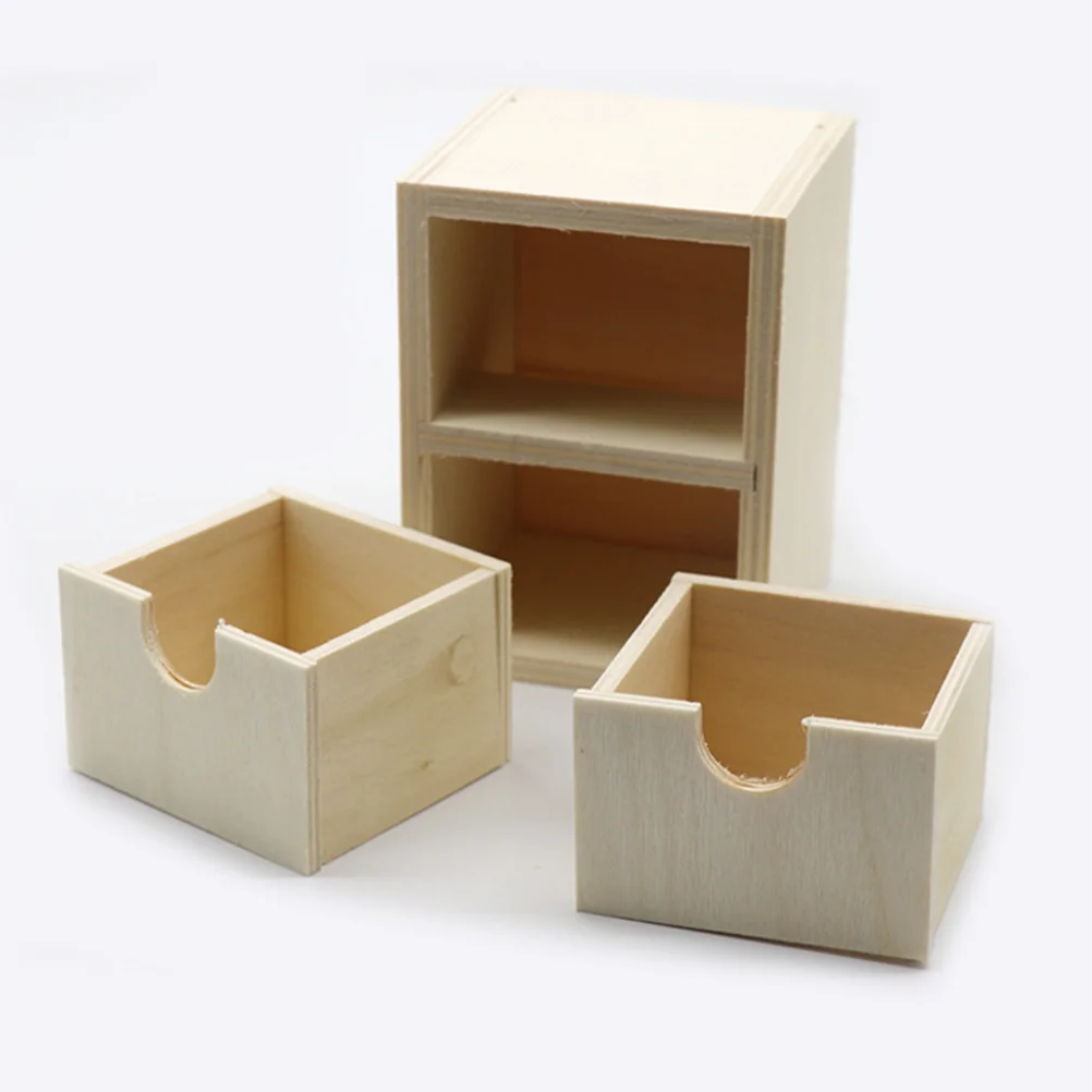 2pcs Unfinished Wooden Drawer Kids Graffiti Wooden Drawer Handmade Small Wood Drawer Unfinished Wood Crafts