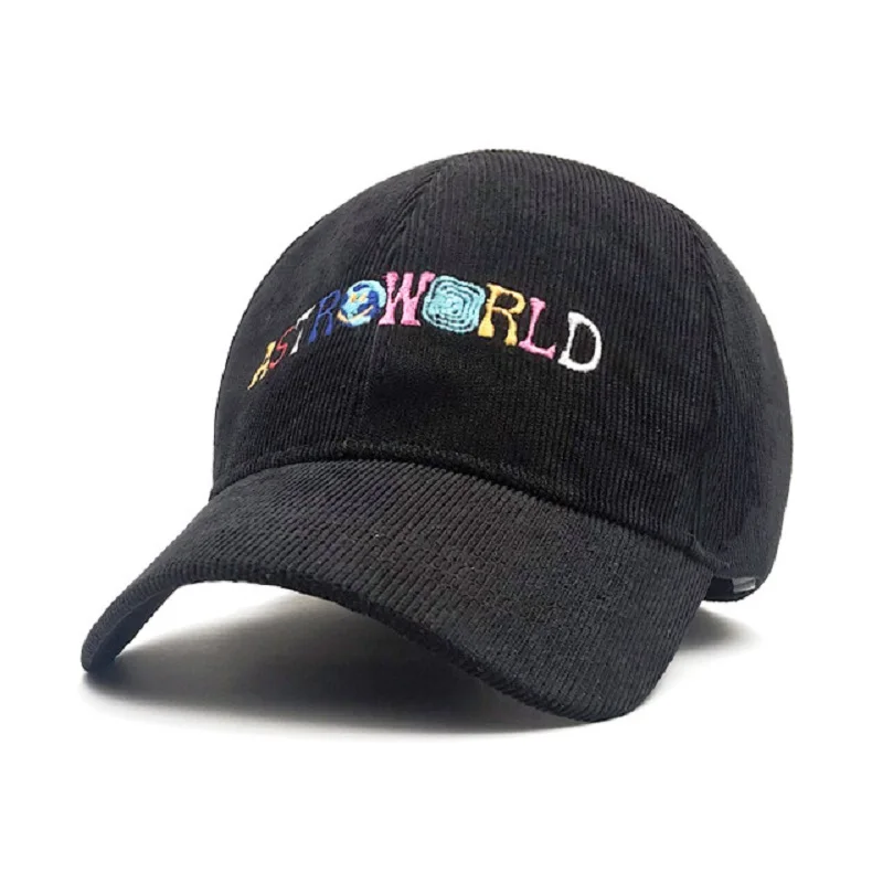 Wiosna jesień sztruks czapki baseballowe mężczyźni kobiety Vintage ASTROWORLD litera haftowana czapka Unisex regulowana bejsbolówka czapki hip-hopowe