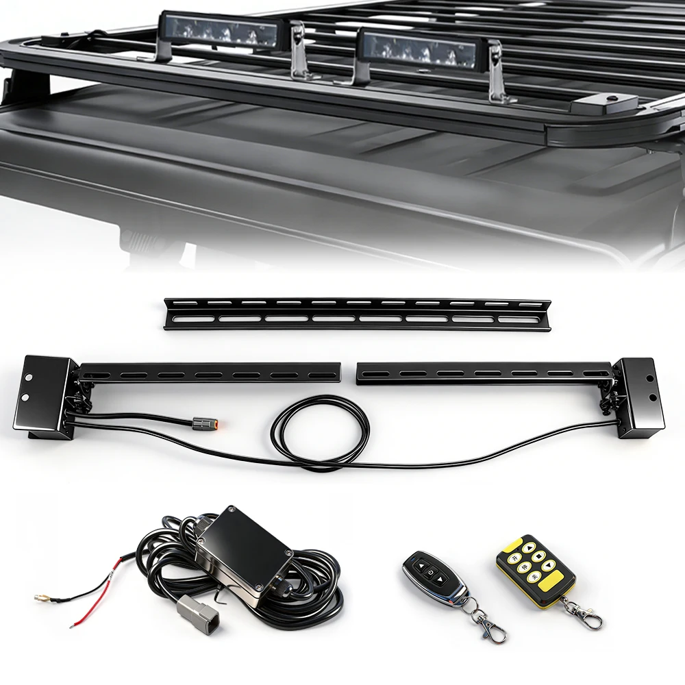 HAOLIDE Adjustable Electric Flip Bracket with Remote Control or Button 12V 24V for Vehicle Roof Grille off-road use Universal