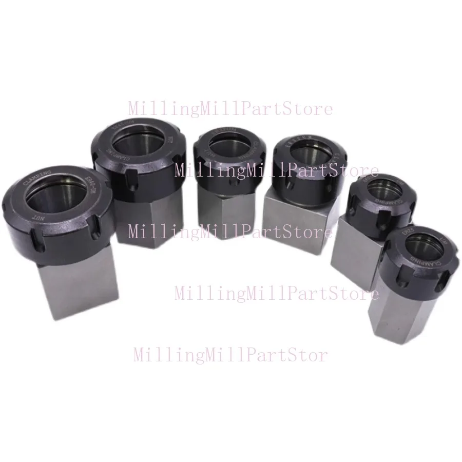 Conjunto de faca quadrada/hexagonal er25 er32 er40 quadrado/hexagonal, conversão de pinça de moagem, haste de extensão substituível, rosca de emenda
