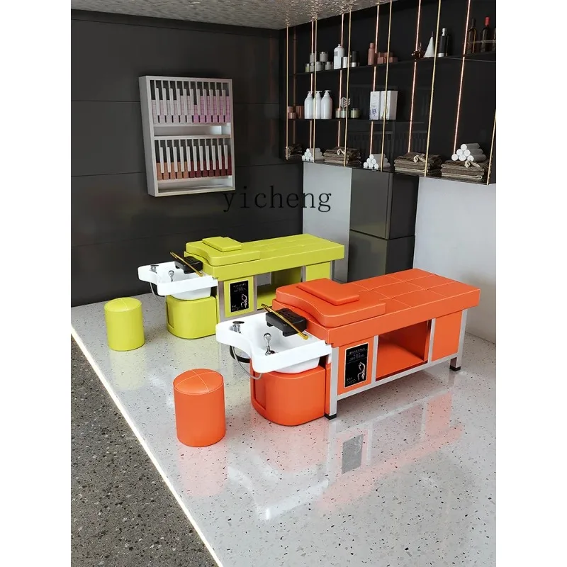 MR-15 ceramic basin steel frame Thai shampoo bed water circulation fumigation head treatment bed barber shop beauty salon