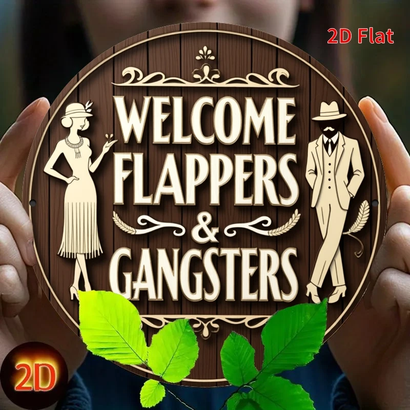 CIFBUY Vintage 1920s Prohibition Gangster Flapper Welcome Metal Sign Aluminum Wall Art Waterproof Durable Rust Proof Home Bar