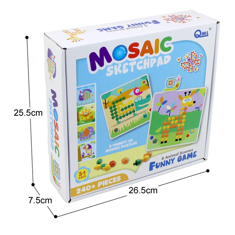 

Creative 240Pcs Mushroom Nail Button Puzzle Kindergarten Children's Puzzle Combination DIY Splicing Board Toy