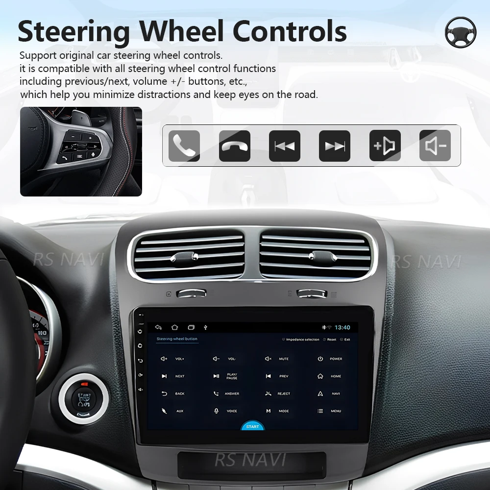 Android 16 For Dodge Journey For Fiat Freemont 2011 - 2020 Carplay Auto Car Radio Player 2K Screen steering wheel app control view 2