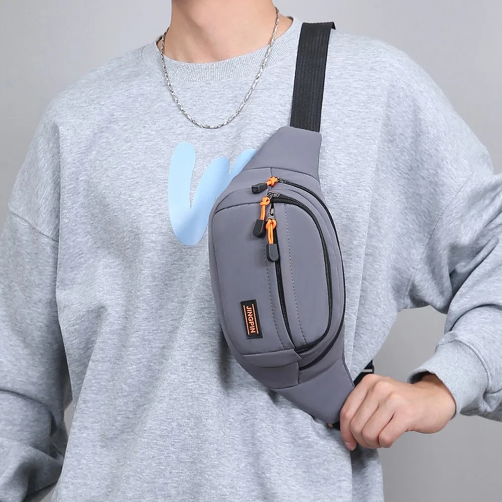 Nylon Men Chest Bag Large Capacity Waterproof Outdoor Waist Bag Multi Functional Adjustable Strap Sports Walking Bag Motorcycle