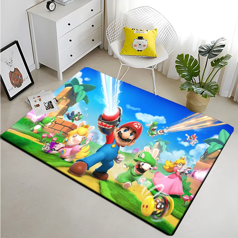 Super Mario Game Printed Large Area Rug Carpets for Home Living Room Bedroom Sofa Picnic Camp Kids Doormat Decor Crawling Carpet