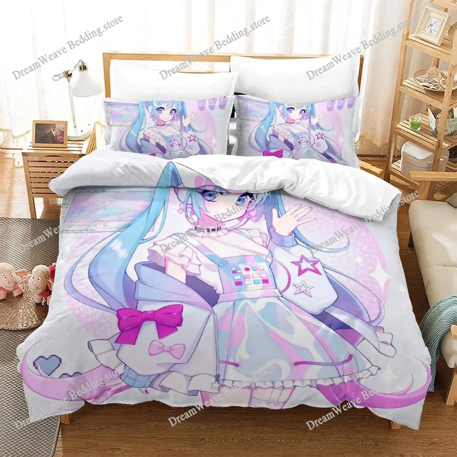 3D Print Aesthetic Girl Art Strawberry Bedding Set Duvet Cover Bed Set Quilt Cover Pillowcase Comforter King Queen Size AdultFQH