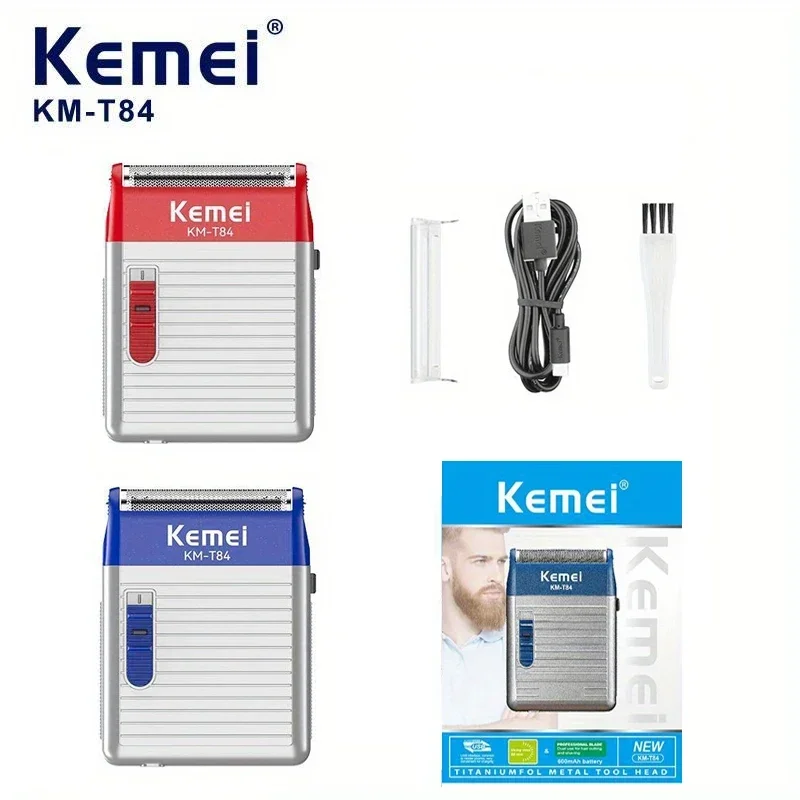 Kemei KM-T84 portable electric veneer reciprocating blade head pocket shaver