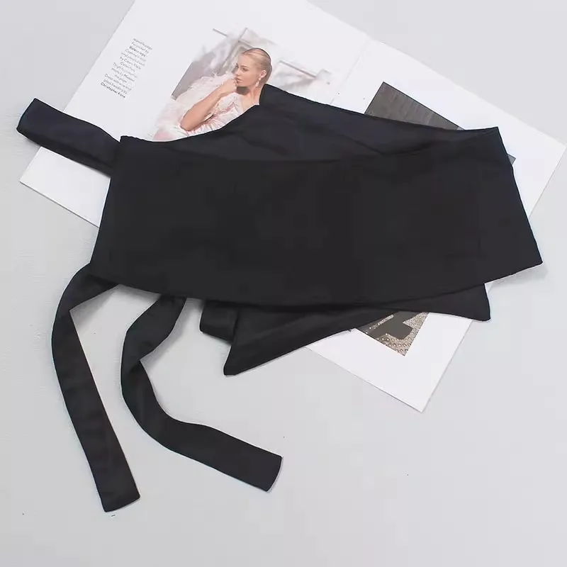 Women's Fashion Black Fabric Cummerbunds Female Dress Corsets Waistband Belts Decoration Wide Belt R2565