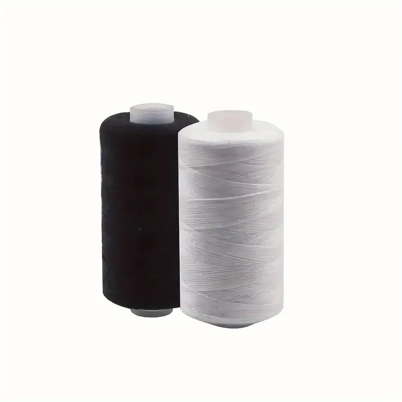 2pcsHousehold sewing thread Hand sewing black and white thread 500 m polyester thread for sewing machines and hand sewing