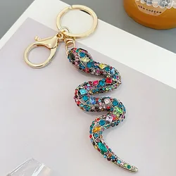 Creative Colorful Snake Keychains DIY Metal Key Holder Vintage Animal Snake Cobra Keyrings Bronze Gold Color Pendant Gifts