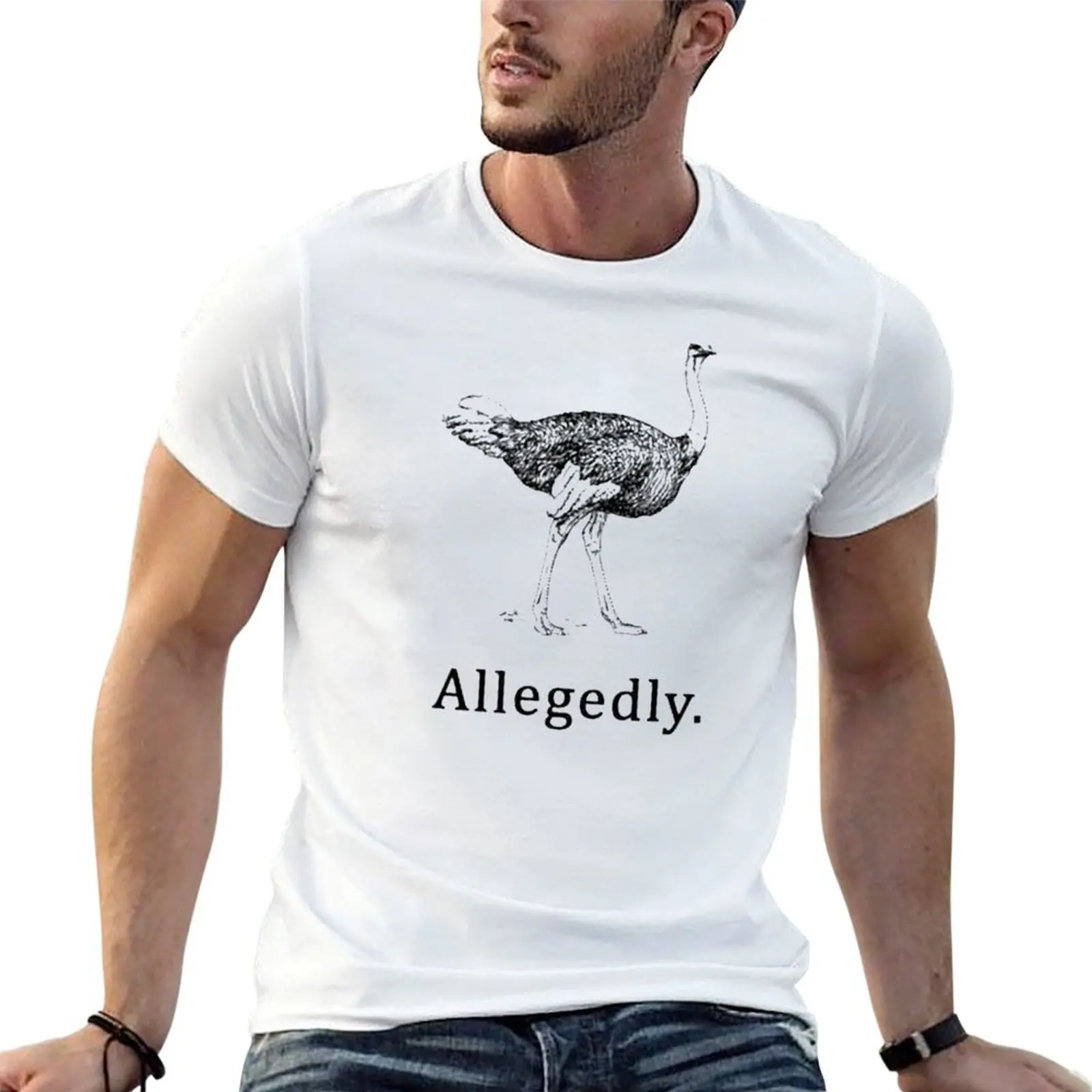 Ostrich T-Shirt cotton man t-shirts baggy shirts Men's t shirts