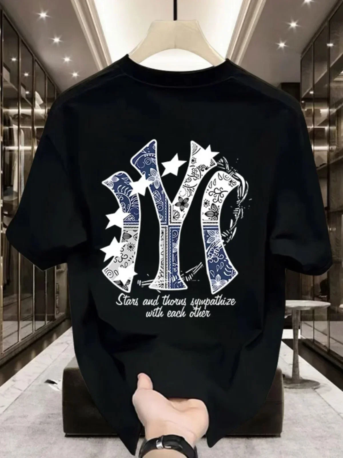 Summer high quality male street Hara Sukawa word fashion printed T-shirt 100% cotton leisure outdoor loose round neck T-shirt image 3