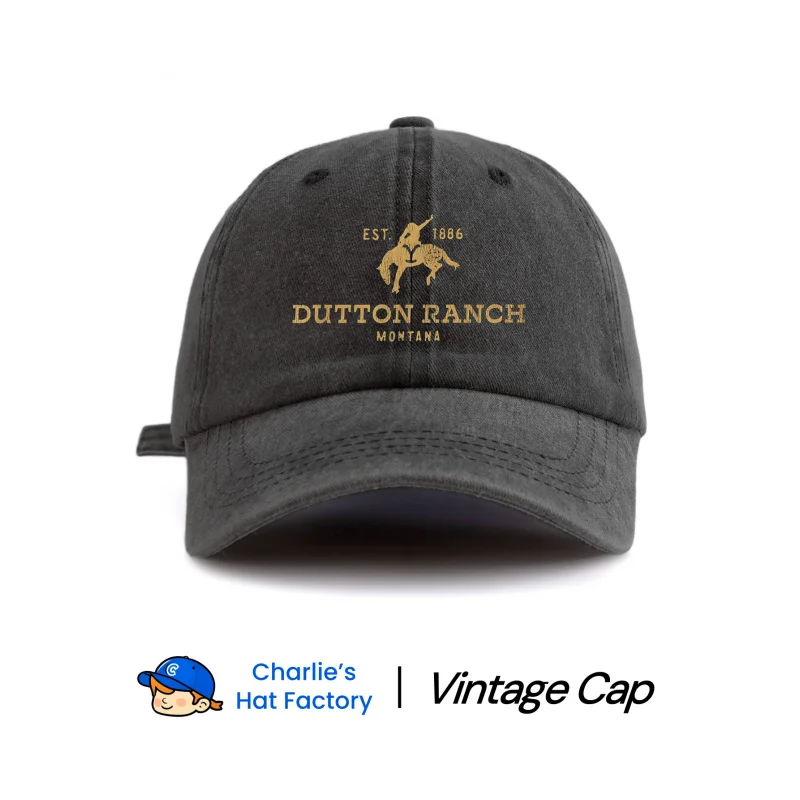 1 PC Dutton Ranch Print Washed Baseball Cap, Classic Casual Stylish Vintage Soft Sweatband Adjustable Size Lightweight Sun UV Pr