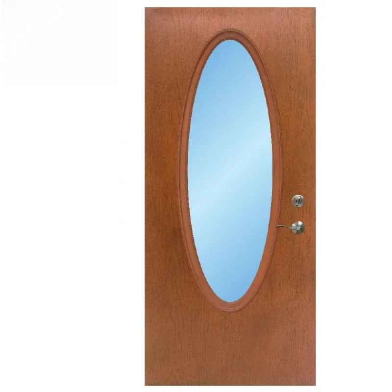 European Style White Molded Wooden With Oval Decorative Glass Insert Apartment Paint Front Doors Main Entrance Door