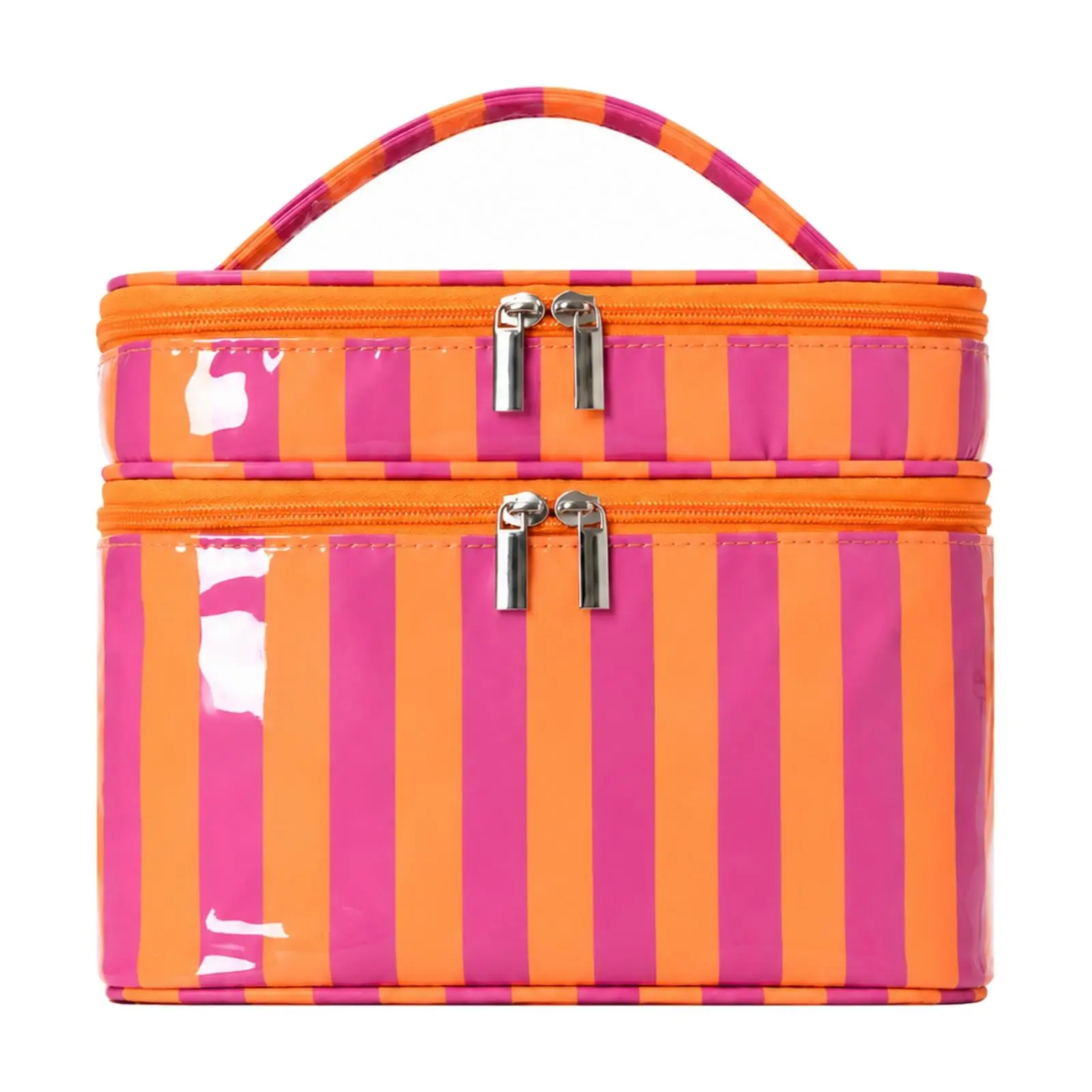 Toiletry Bag with Two Zippered Compartments Portable Double-Layer Cosmetic Bag Travel Accessories Holder Stylish Spacious