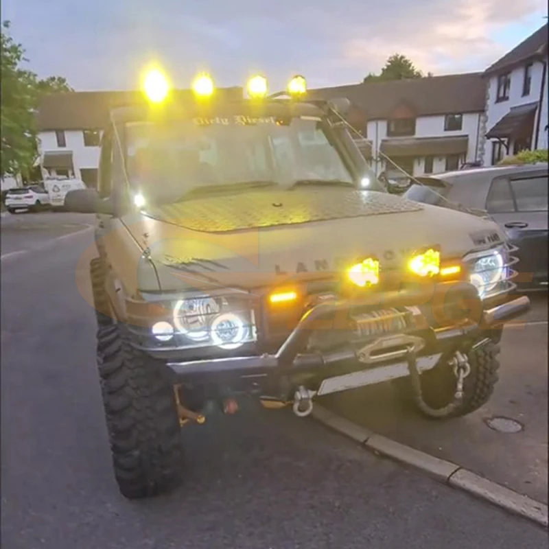 For Land Rover Discovery II 2 2003 2004 Ultra Bright Switchback DRL Turn Signal LED Angel Eyes Kit Halo Rings - view 6