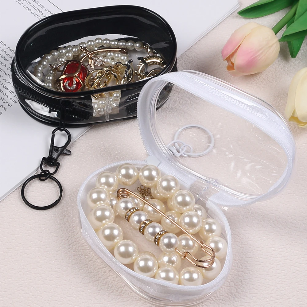 Transparent Mini Zipper Storage Bag Portable Clear Charging Cable Keychain Organizer Bag Waterproof Cosmetic Bag Coin Purse