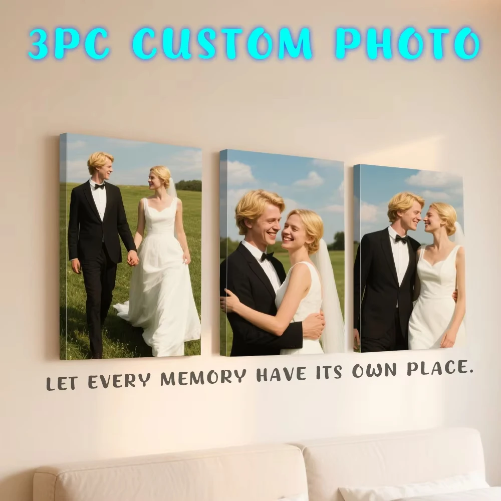 [مخصص] 3 قطعة ملصق قماش صور كهدية شخصية ، 3 قطعة صورة مخصصة شخصية ، ملصق جدار ديكور ، هدية مخصصة