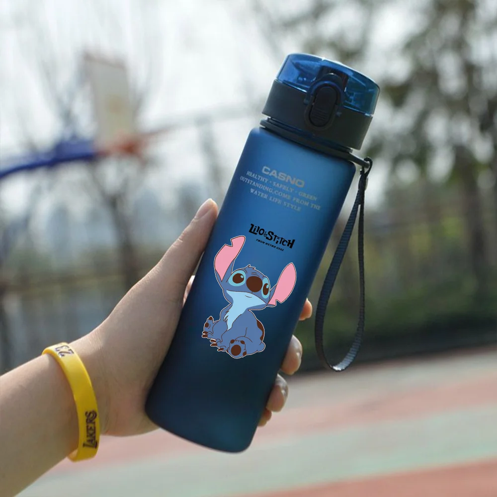 Lilo & Stitch 560ML Water Cup Children Portable Plastic Cartoon Figures Kawai Stitch Outdoor Large Capacity Sports Water Bottle