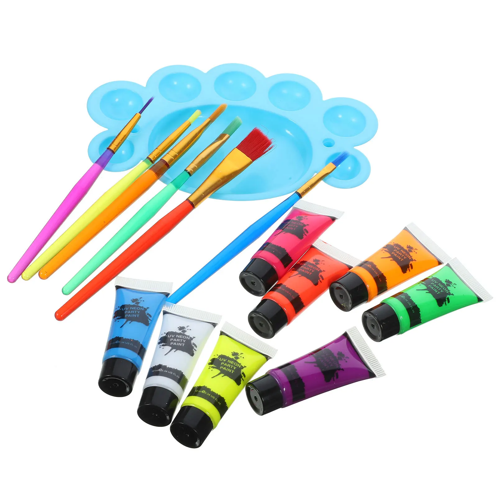 1 مجموعة الفلورسنت الجسم الوجه الطلاء المياه القائمة للتوهج في الظلام ماكياج لحزب الهالوين الأشعة فوق البنفسجية Blacklight الجلد طقم فني النيون الجسم #6