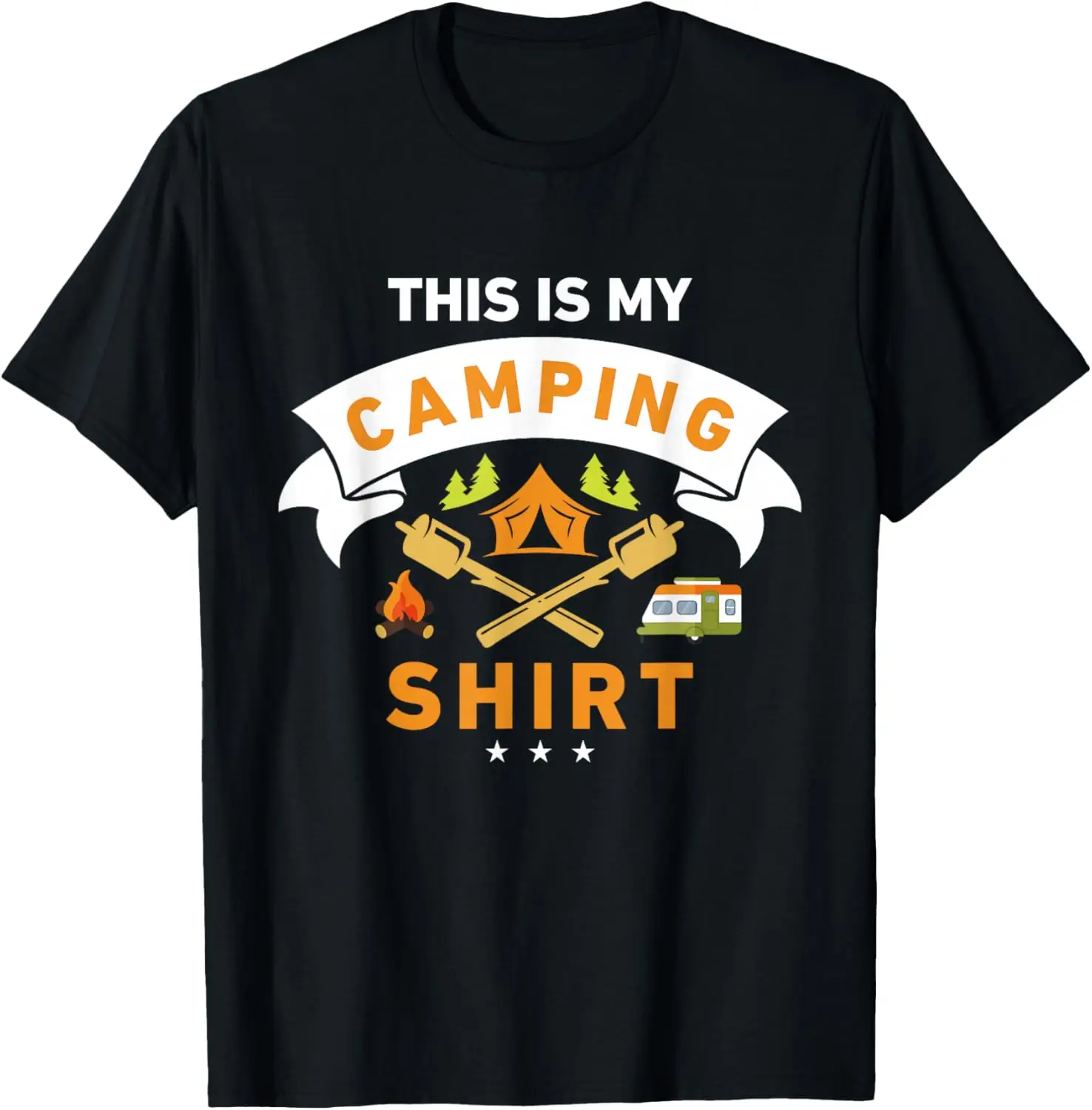 This Is My Camping Shirt Funny Camper T-Shirt 100% Cotton Trendy Y2K Short-Sleeve Tee-Soft, Quick-Drying, Moisture-Wicking;