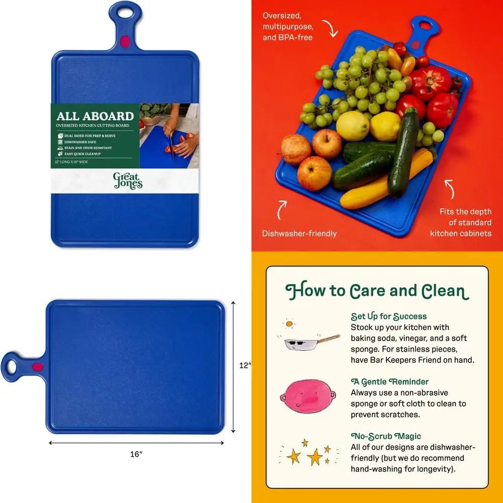 

Reversible Oversized Kitchen Cutting Board - Prep and Serve with Juice Groove, Lightweight, BPA-Free, Ideal for All Cooking Need
