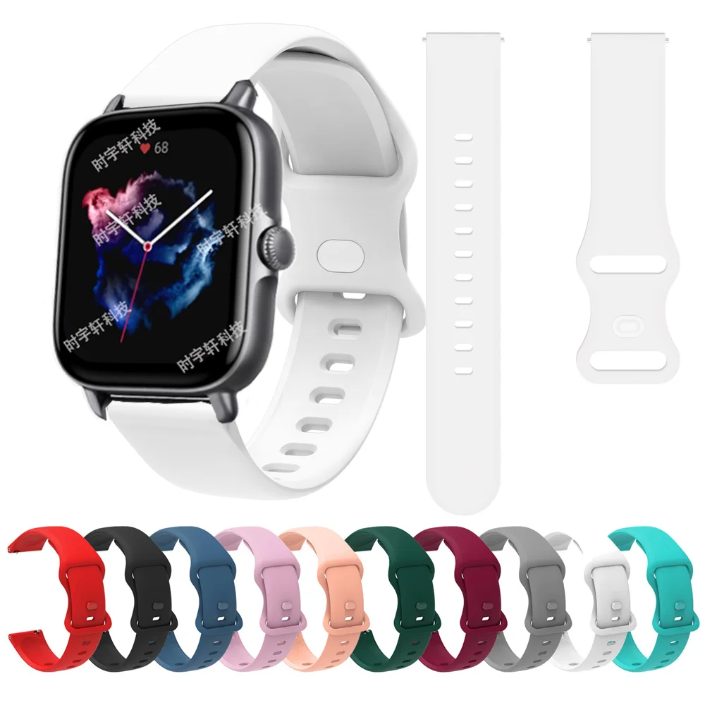 For Amazfit Bip 3 Pro/S Lite/Pop/U Pro/GTR 42mm Correa 20mm Silicone Bracelet Band Strap For Amazfit GTS 4 2 Mini/2E 3 Wristband