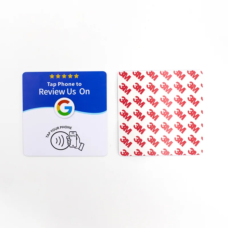 13.56MHz NTAG215 Square NFC Sticker Google Review Adhesive Table Sign For Shop Business Customer Feedback