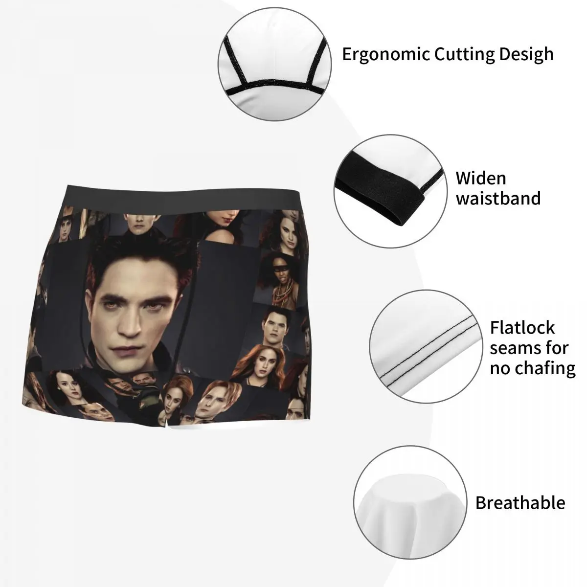 Man Edward Underwear The Twilight Saga Breaking Dawn Funny Boxer Shorts Panties Homme Soft Underpants Plus Size